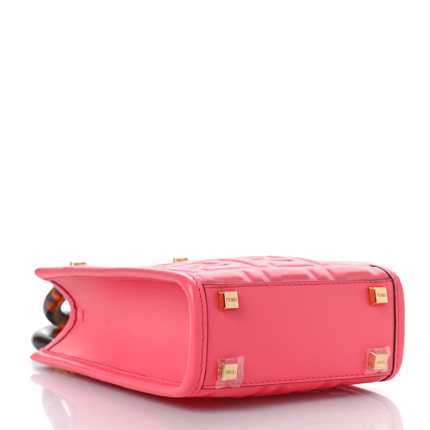 Vitello Plexiglass FF Embossed Mini Fendi Sunshine Shopper Tote Pink Dalia
