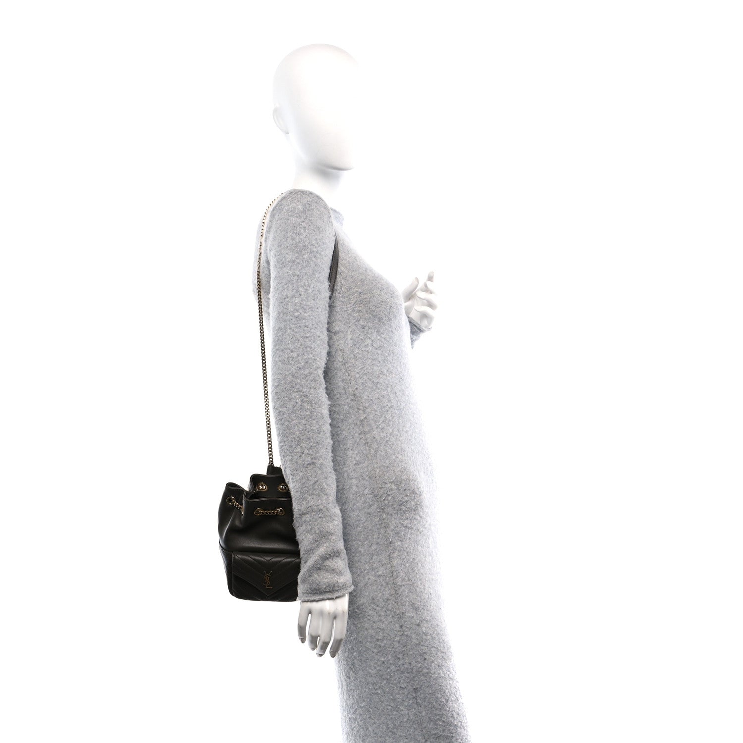 Saint Laurent Lambskin Matelasse Monogram Joe Nano Bucket Bag Light Musk 2 of 11