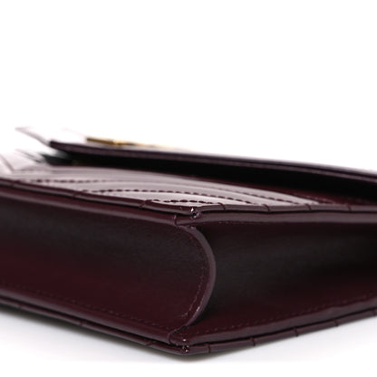 Saint Laurent Patent Calfskin Matelasse Chevron Monogram Envelope Chain Wallet Dark Red Wine 10 of 10