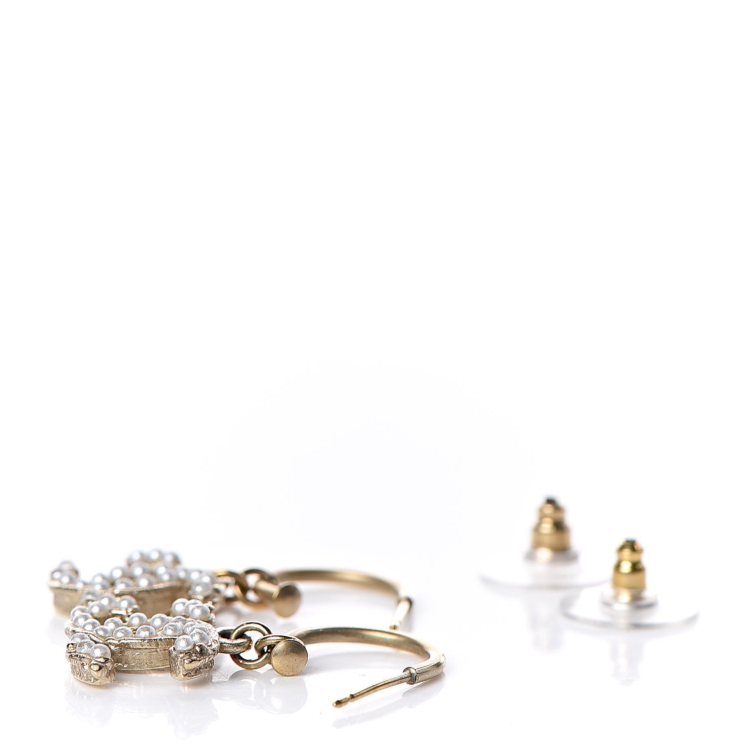 Chanel Pearl CC Dangle Earrings Light Gold 5 of 6