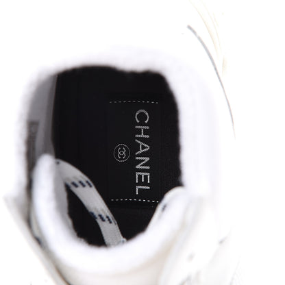 Chanel Calfskin Mesh Lycra Womens Logo Sneakers 40.5 White 8 of 10