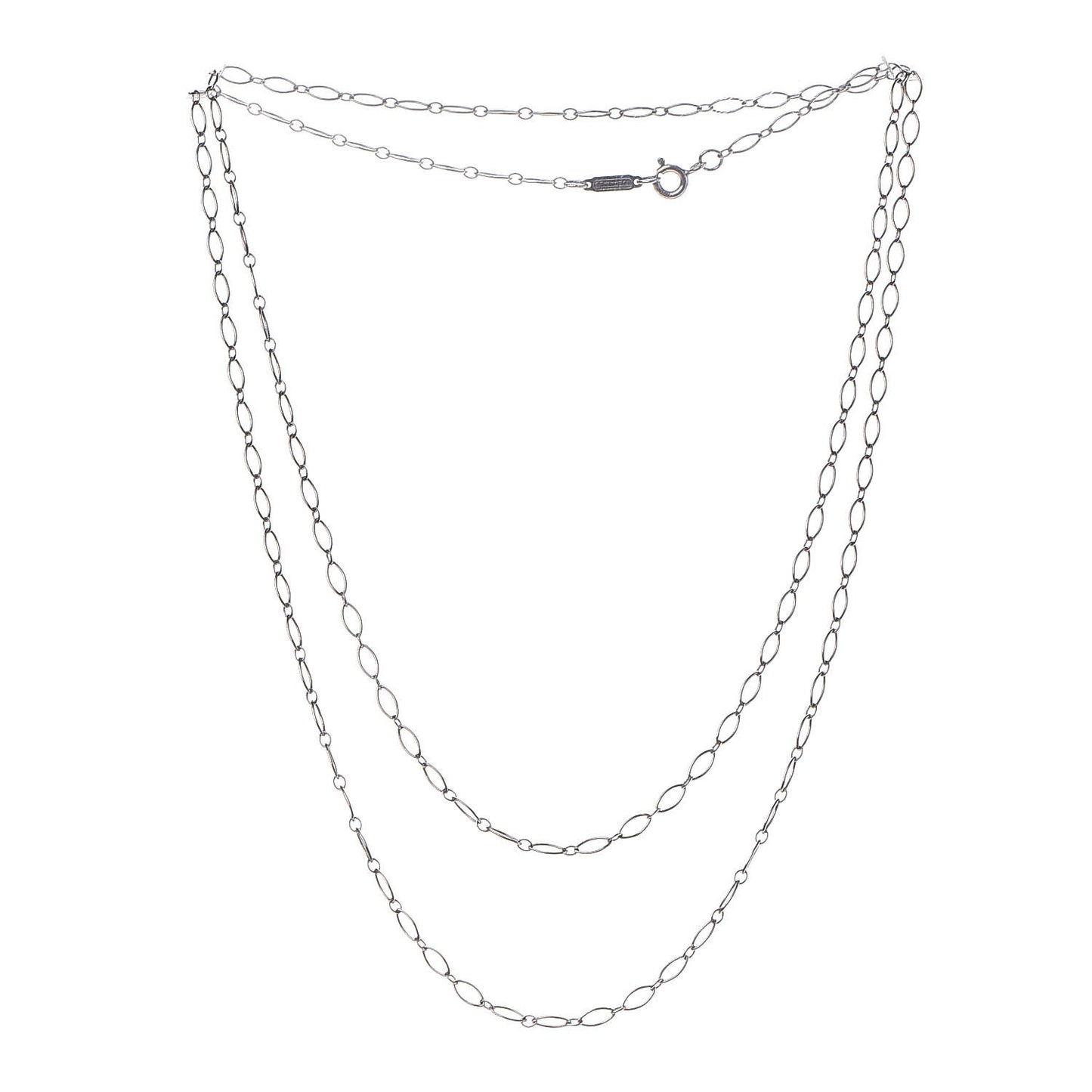 18K White Gold Oval Link Chain Necklace 30