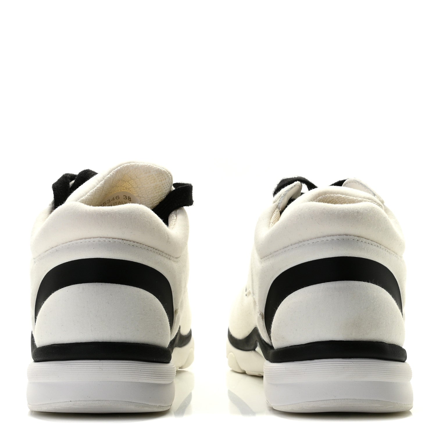 Chanel Nylon Suede Calfskin Womens CC Sneakers 38 White Black 5 of 8