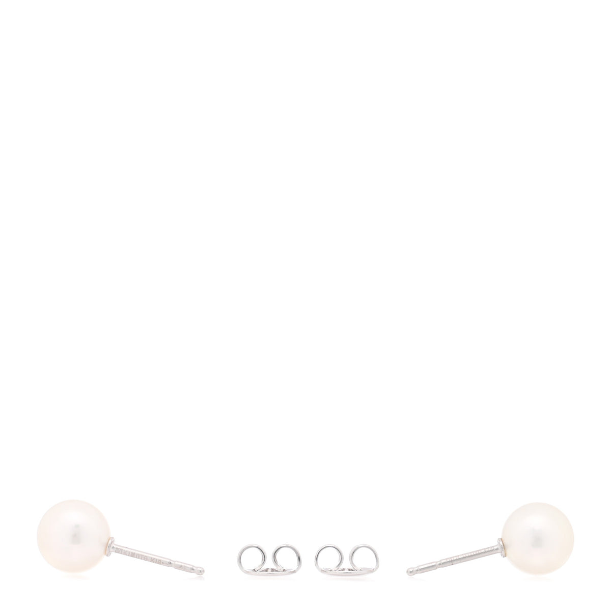Mikimoto 18K White Gold Akoya Culrued Pearl 7.5mm Stud Earrings 3 of 4