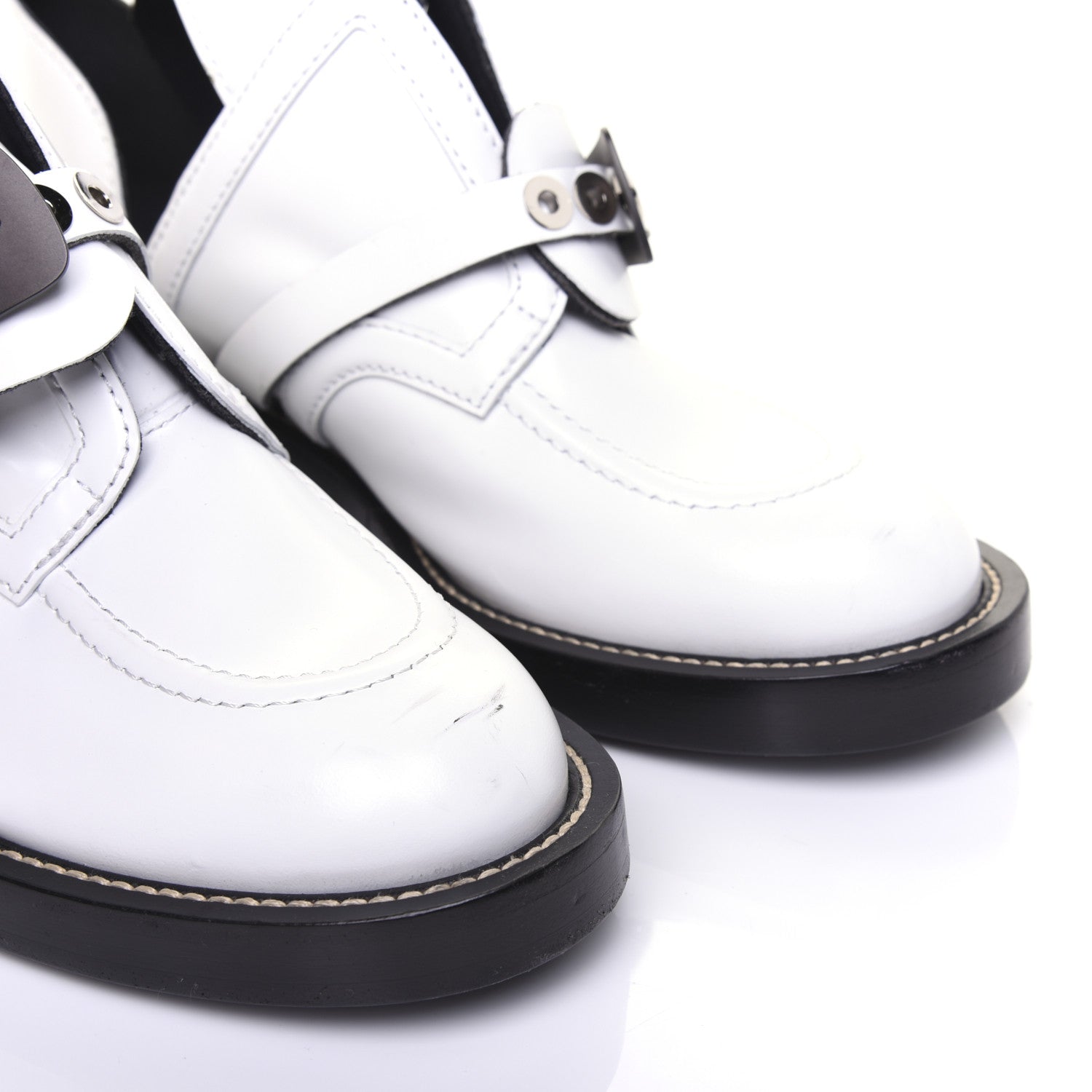 Balenciaga Brushed Calfskin Ceinture Ankle Boots 42 White 7 of 12