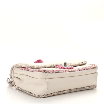 Chanel Lambskin Tweed Quilted Elegant Trim Flap White 4 of 10