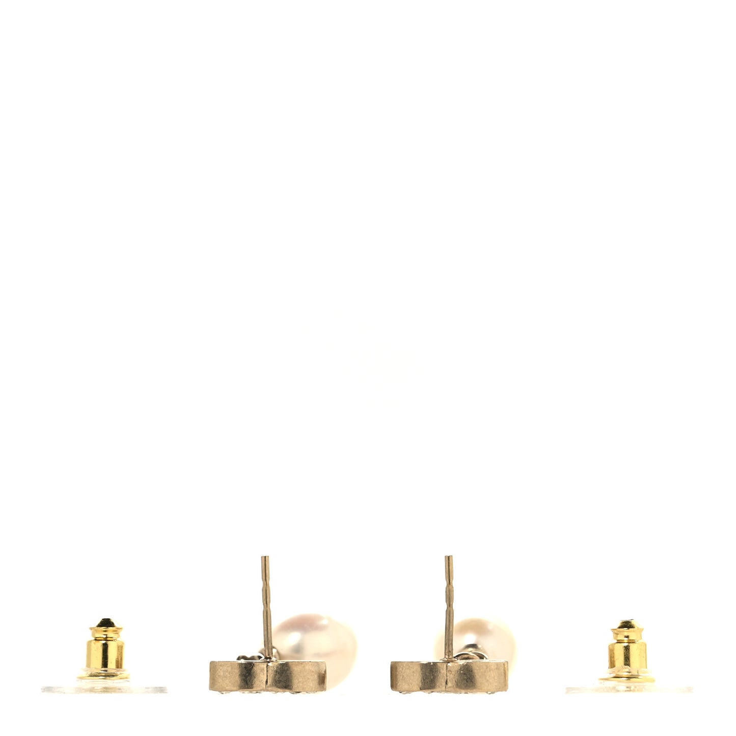 Crystal Pearl CC Drop Earrings Gold