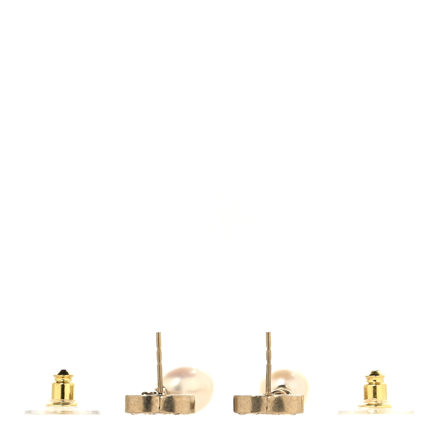 Chanel Crystal Pearl CC Drop Earrings Gold 3 of 5
