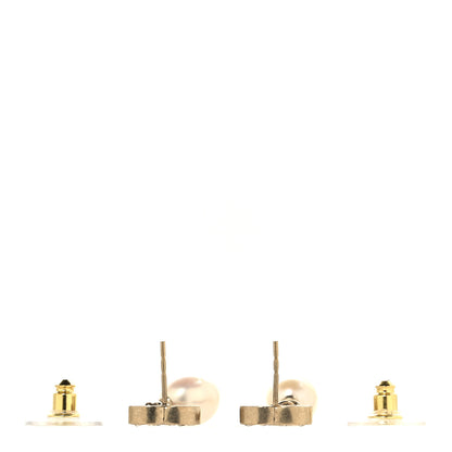 Chanel Crystal Pearl CC Drop Earrings Gold 3 of 5