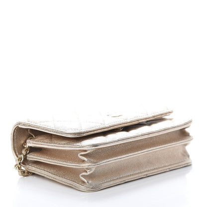 Chanel Metallic Lambskin Quilted Mini Wallet On Chain WOC Gold 3 of 11