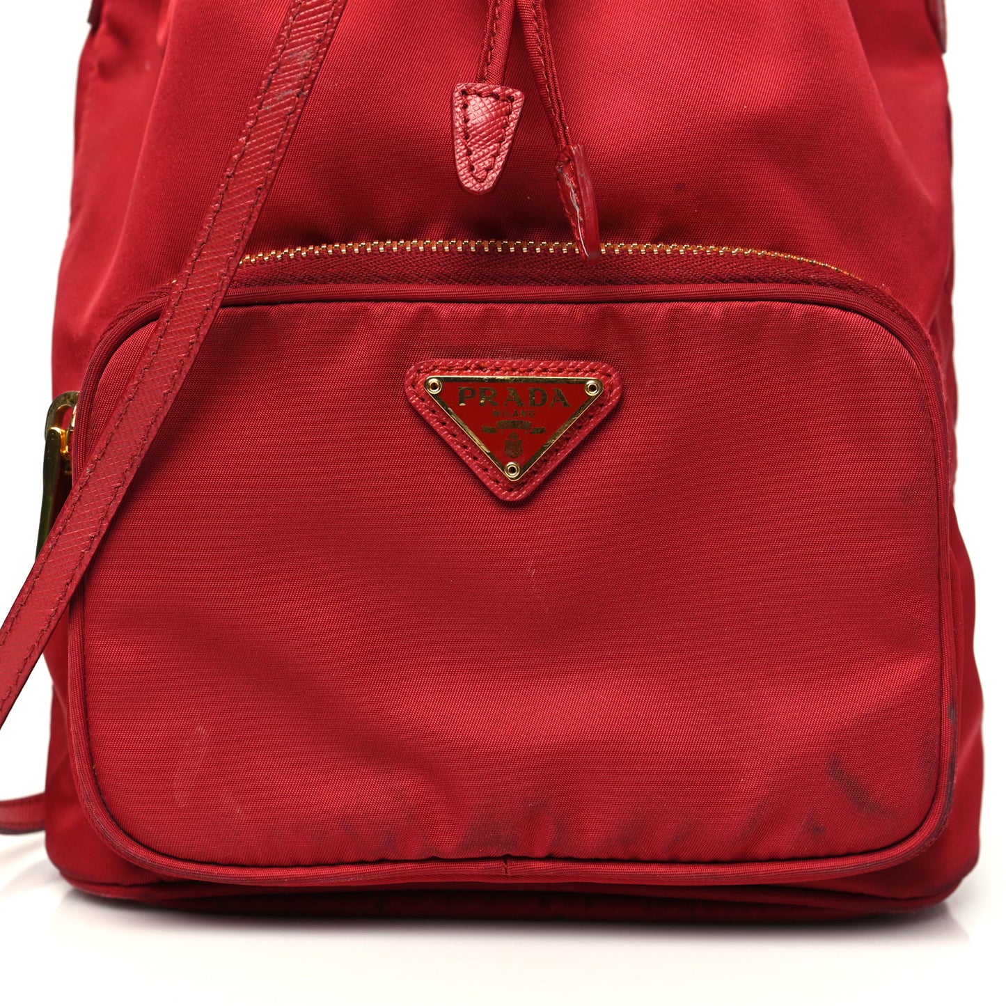 Nylon Vela Saffiano Mini Bucket Crossbody Bag