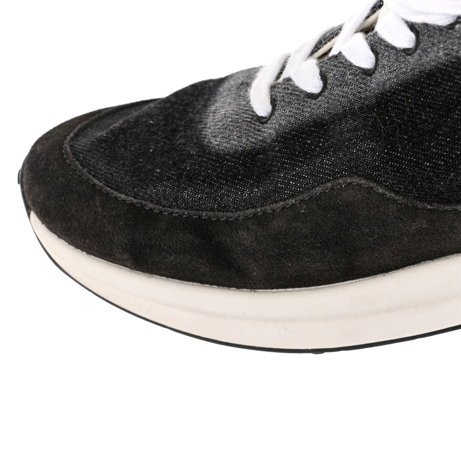 Chanel Denim Suede Calfskin Womens CC Sneakers 37 Grey 10 of 11