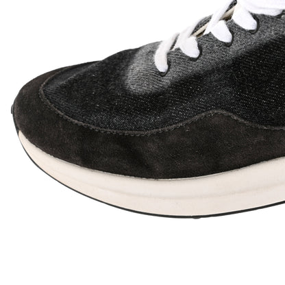 Chanel Denim Suede Calfskin Womens CC Sneakers 37 Grey 10 of 11