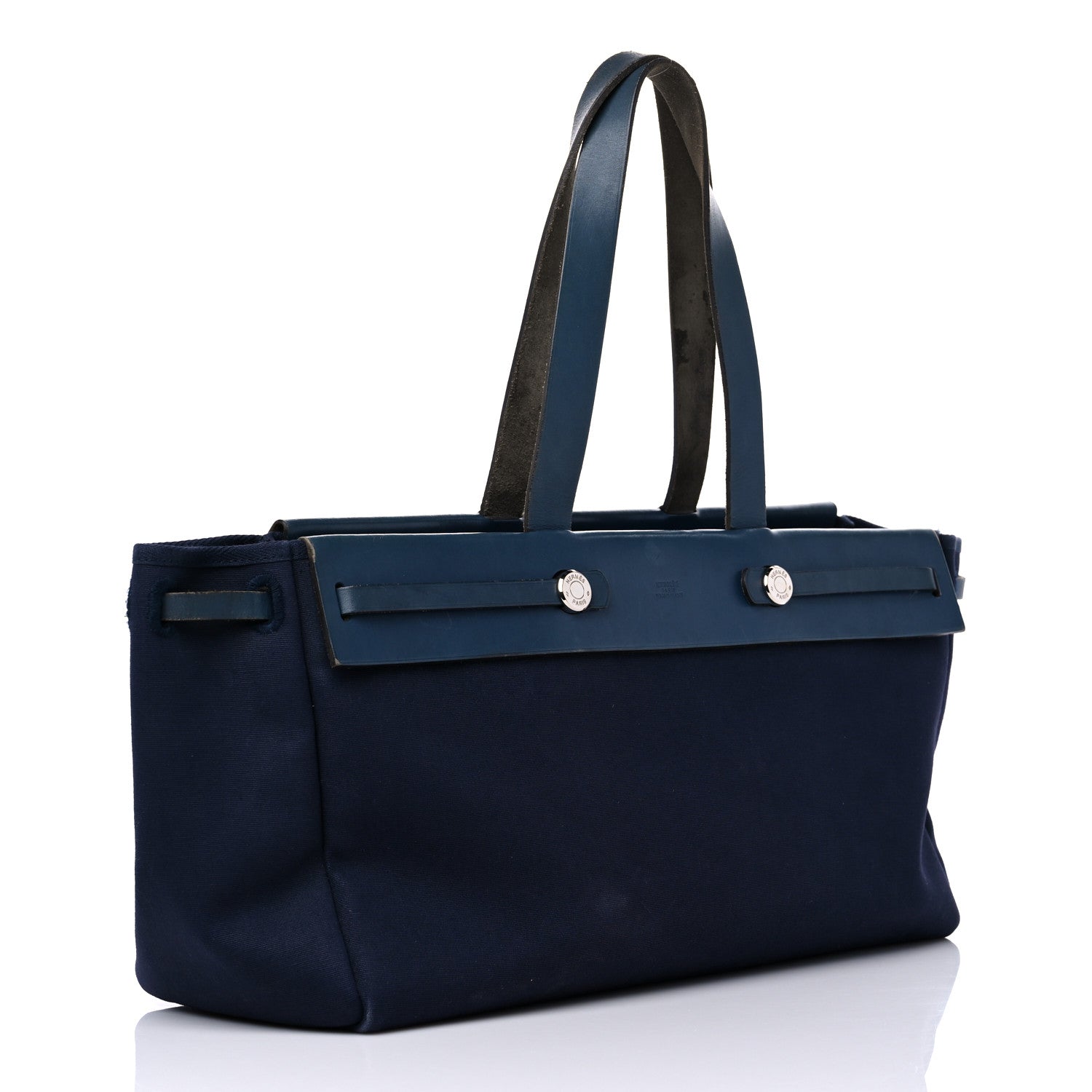 Hermes Toile Vache Hunter Herbag Cabas MM Bleu Marine 3 of 25
