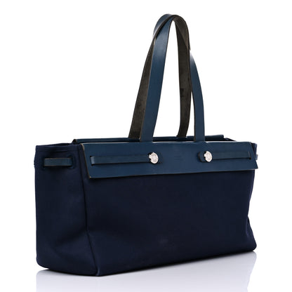 Hermes Toile Vache Hunter Herbag Cabas MM Bleu Marine 3 of 25