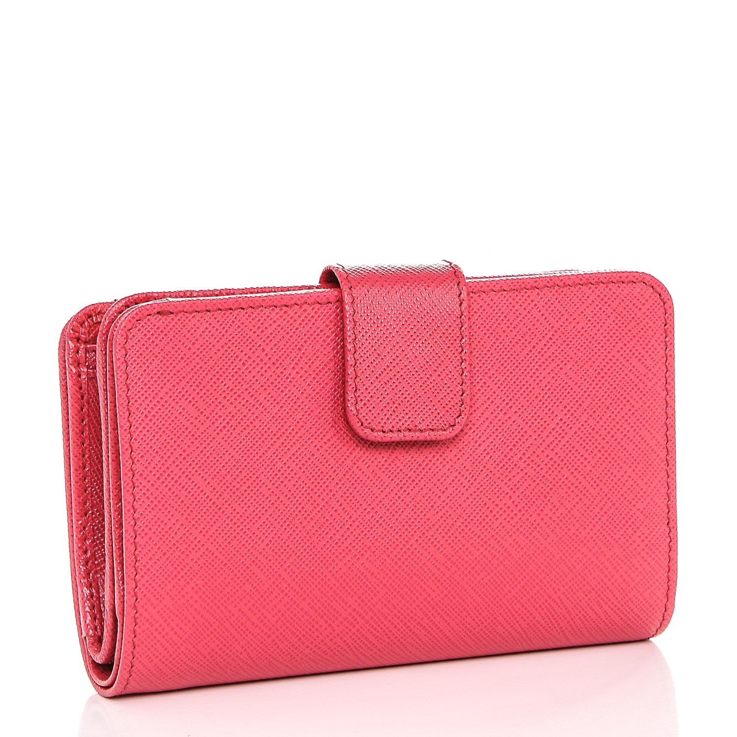 Prada Saffiano Metal Compact Wallet Peonia 3 of 6