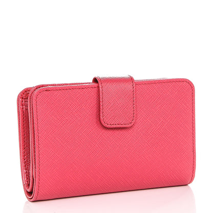 Prada Saffiano Metal Compact Wallet Peonia 3 of 6