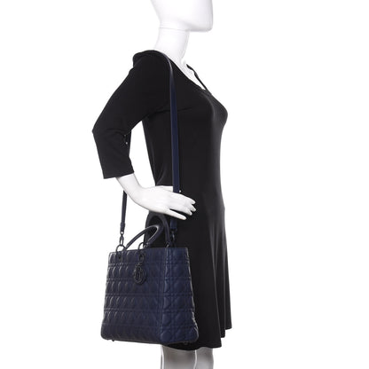 Christian Dior Ultra Matte Calfskin Cannage Large Lady Dior Blue 2 of 11