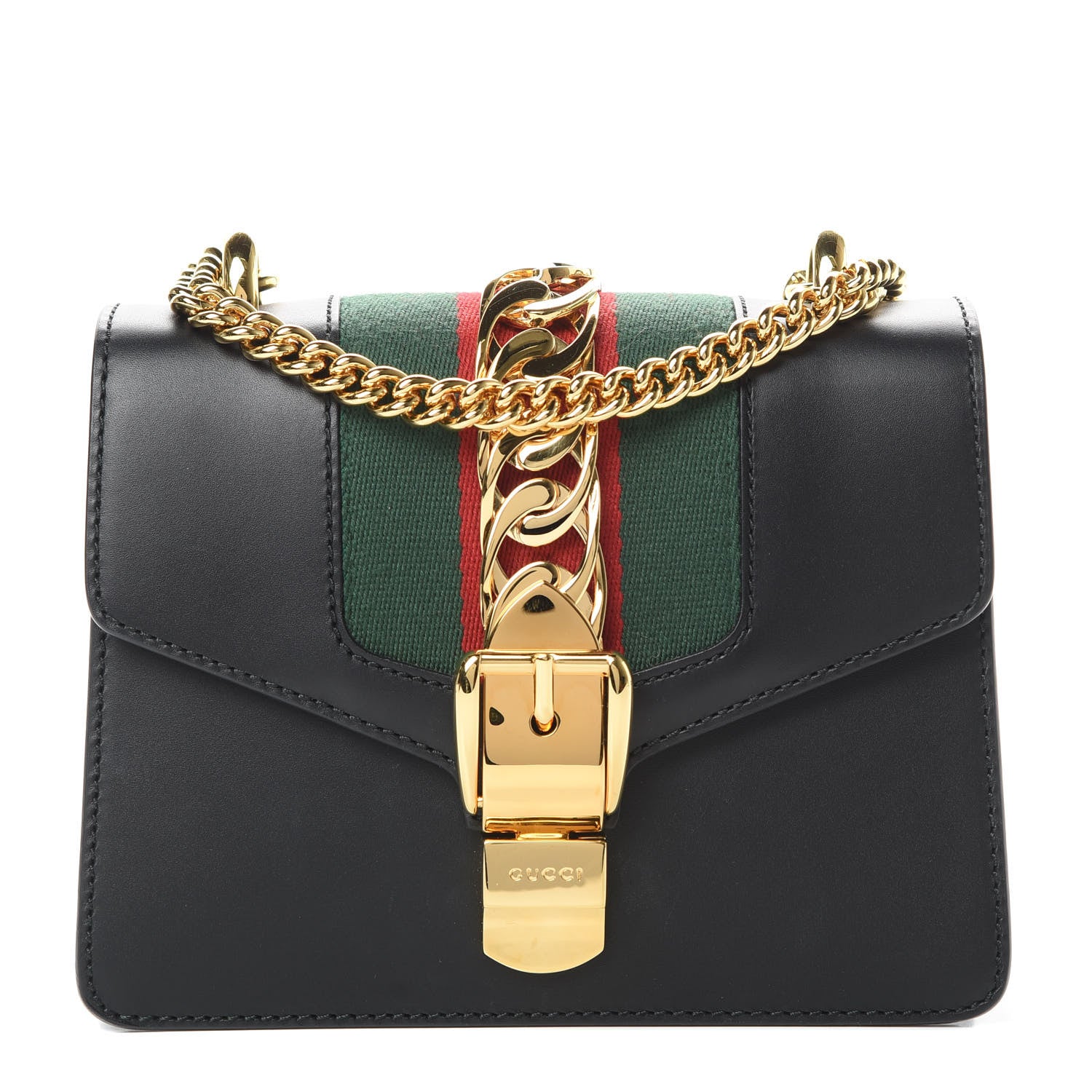 Gucci Calfskin Mini Sylvie Chain Shoulder Bag Black 1 of 15