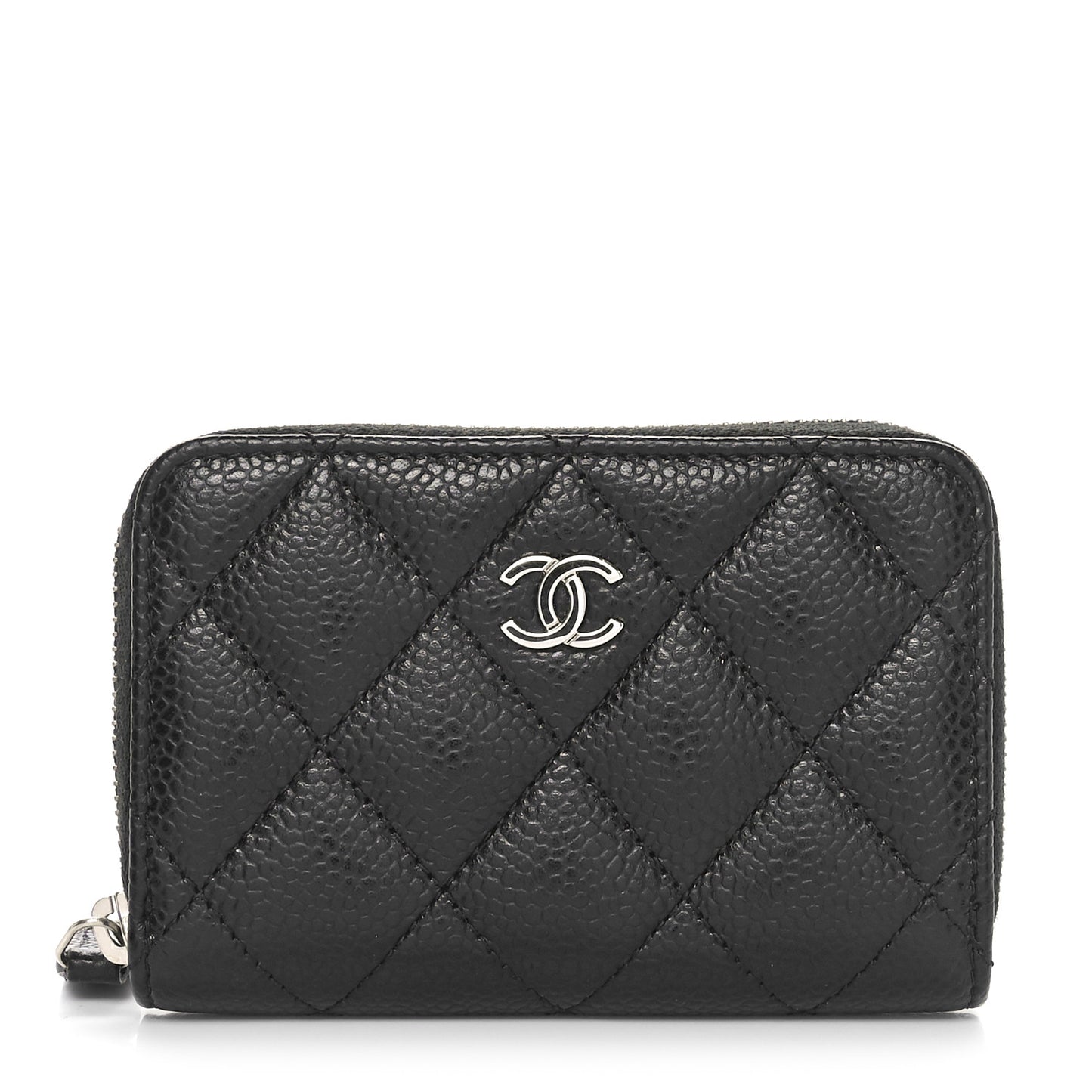 Caviar Quilted Zip Coin Purse Black