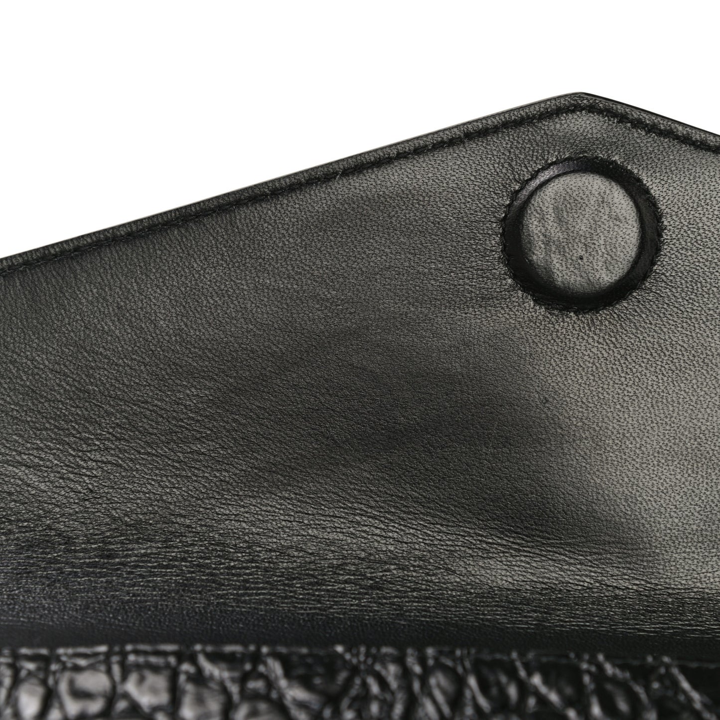 Calfskin Crocodile Embossed Uptown Monogram Clutch Black