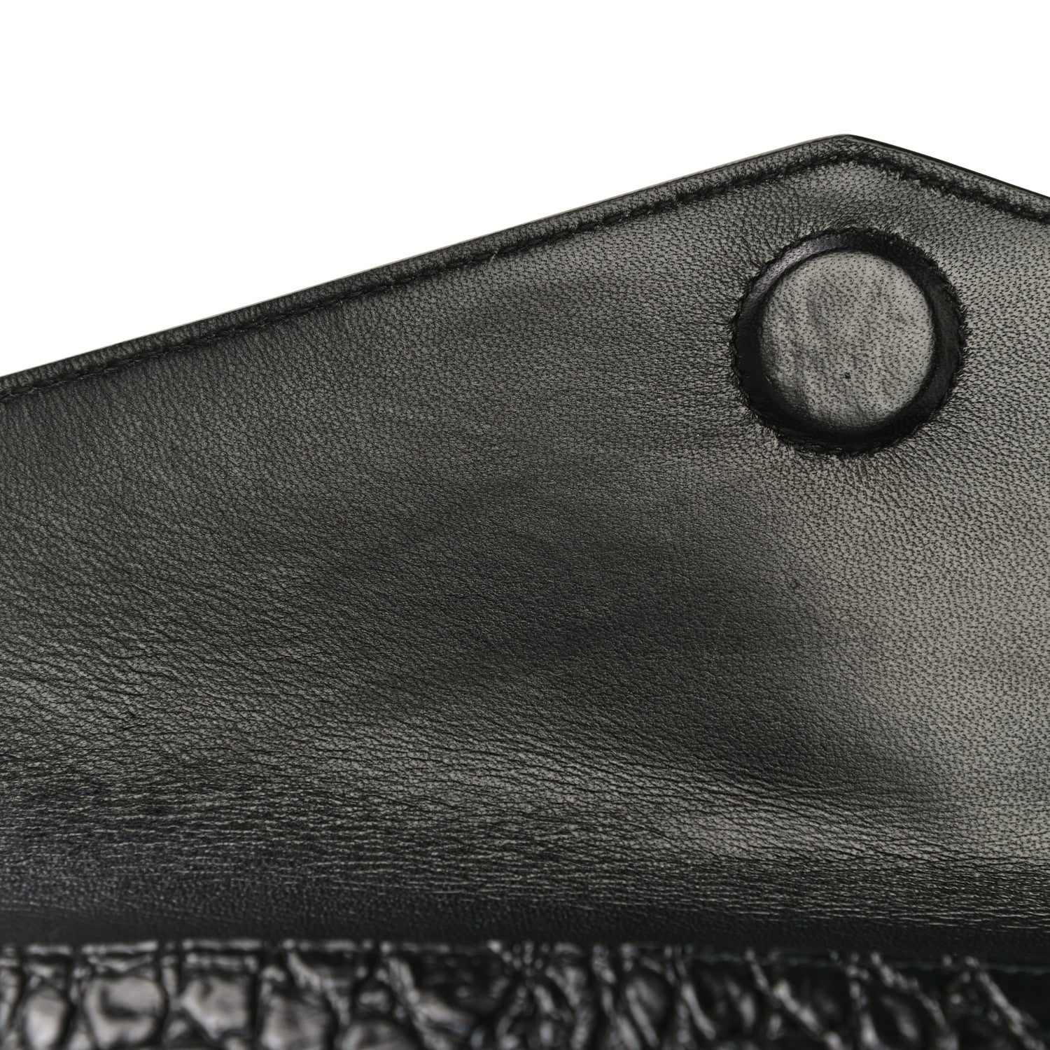 Saint Laurent Calfskin Crocodile Embossed Uptown Monogram Clutch Black 12 of 16