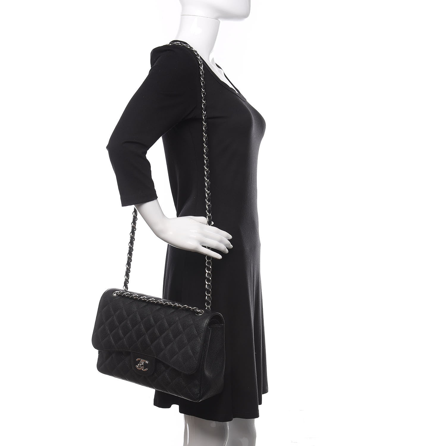 Chanel Caviar Quilted Jumbo Double Flap Black 2 of 11