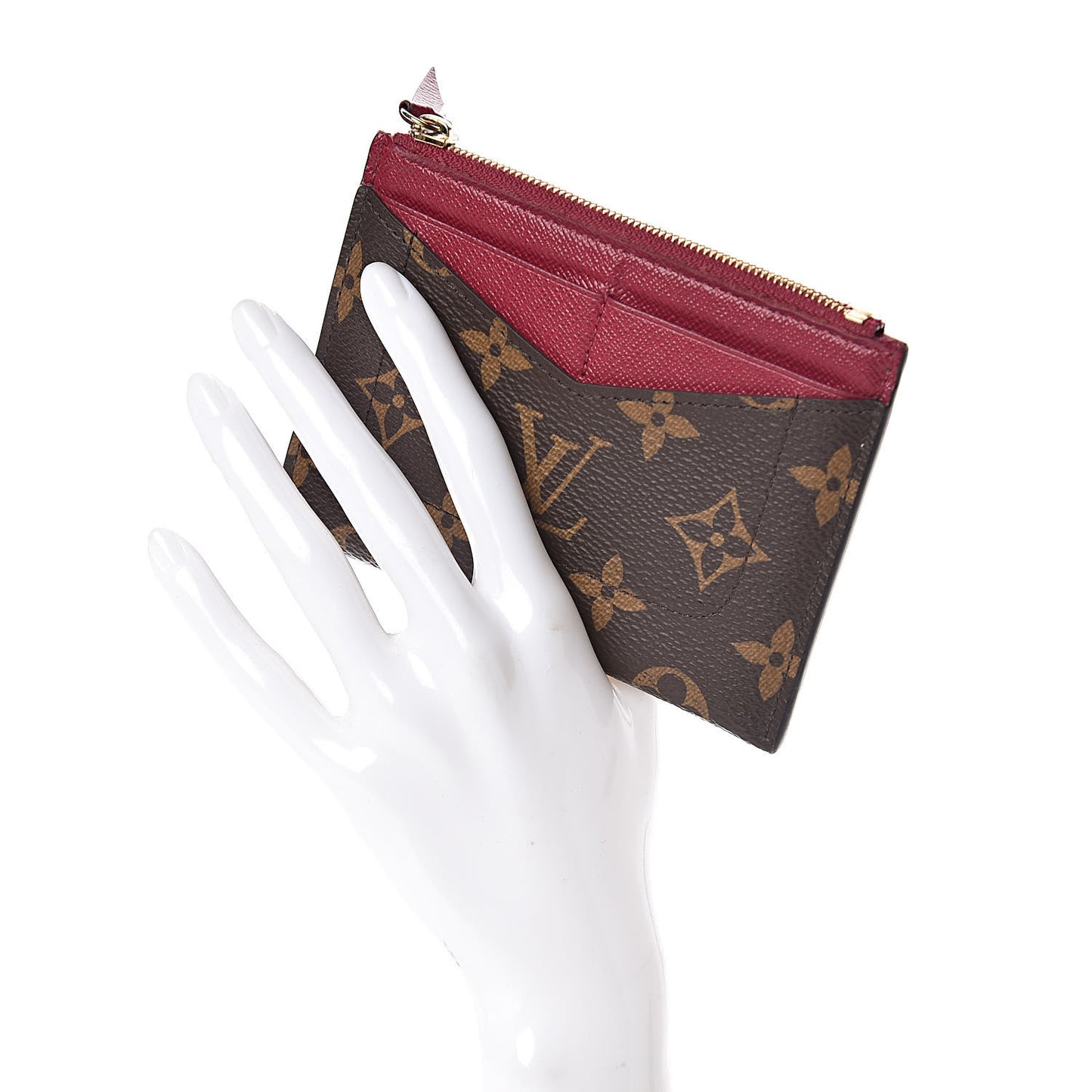Monogram Zipped Card Holder Fuchsia