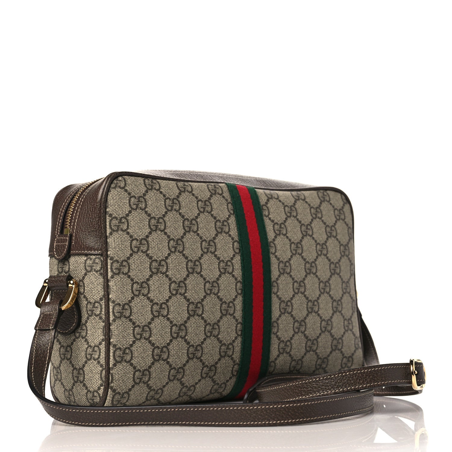 Gucci GG Supreme Monogram Web Small Ophidia Shoulder Bag Brown 3 of 9