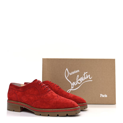 Christian Louboutin Veau Velours Charletta Brogue Oxfords 39 Flamenco 12 of 12