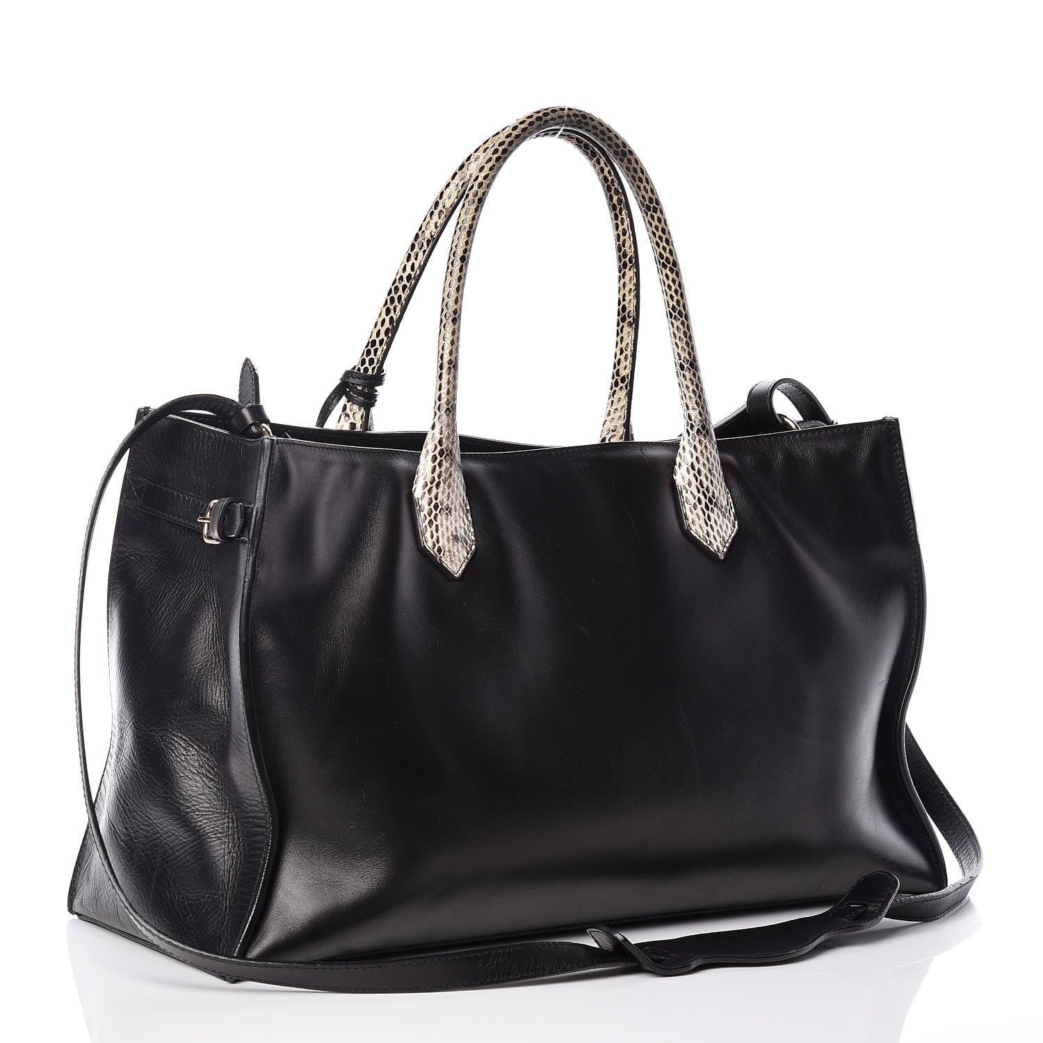 Balenciaga Calfskin Elaphe Snakeskin Padlock Nude Work S Top Handle Black 4 of 11