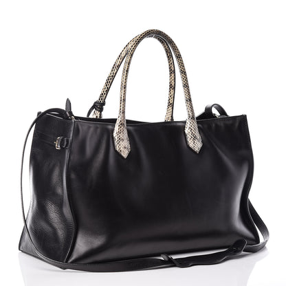 Balenciaga Calfskin Elaphe Snakeskin Padlock Nude Work S Top Handle Black 4 of 11