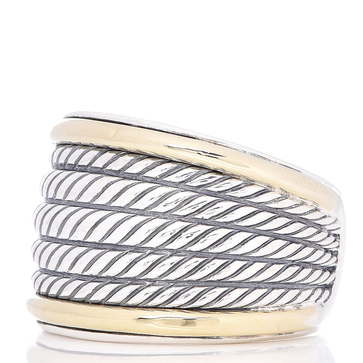 Sterling Silver 18K Yellow Gold 16mm Wheaton Cable Band Ring 51 5.75