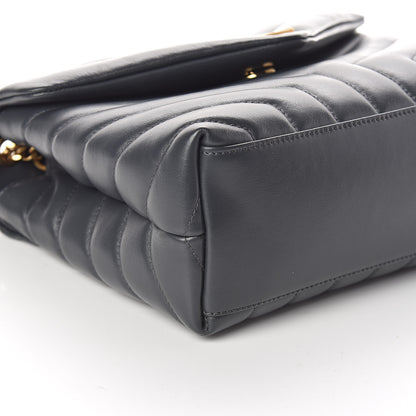 Saint Laurent Calfskin Y Quilted Monogram Small Loulou Chain Satchel Asphalt 8 of 9