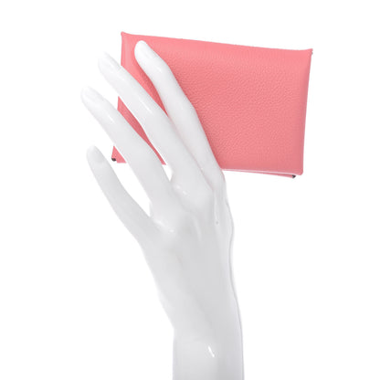 Hermes Evercolor Calvi Card Case Rose Azalee 2 of 8