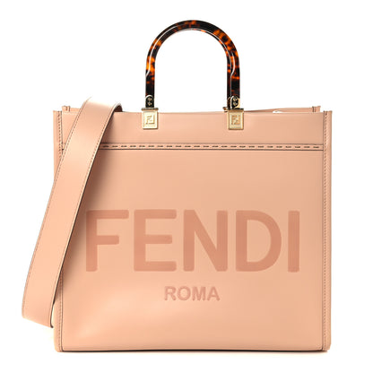 Fendi Vitello King Plexiglass Logo Embossed Medium Fendi Sunshine Shopper Tote Light Rose 1 of 10