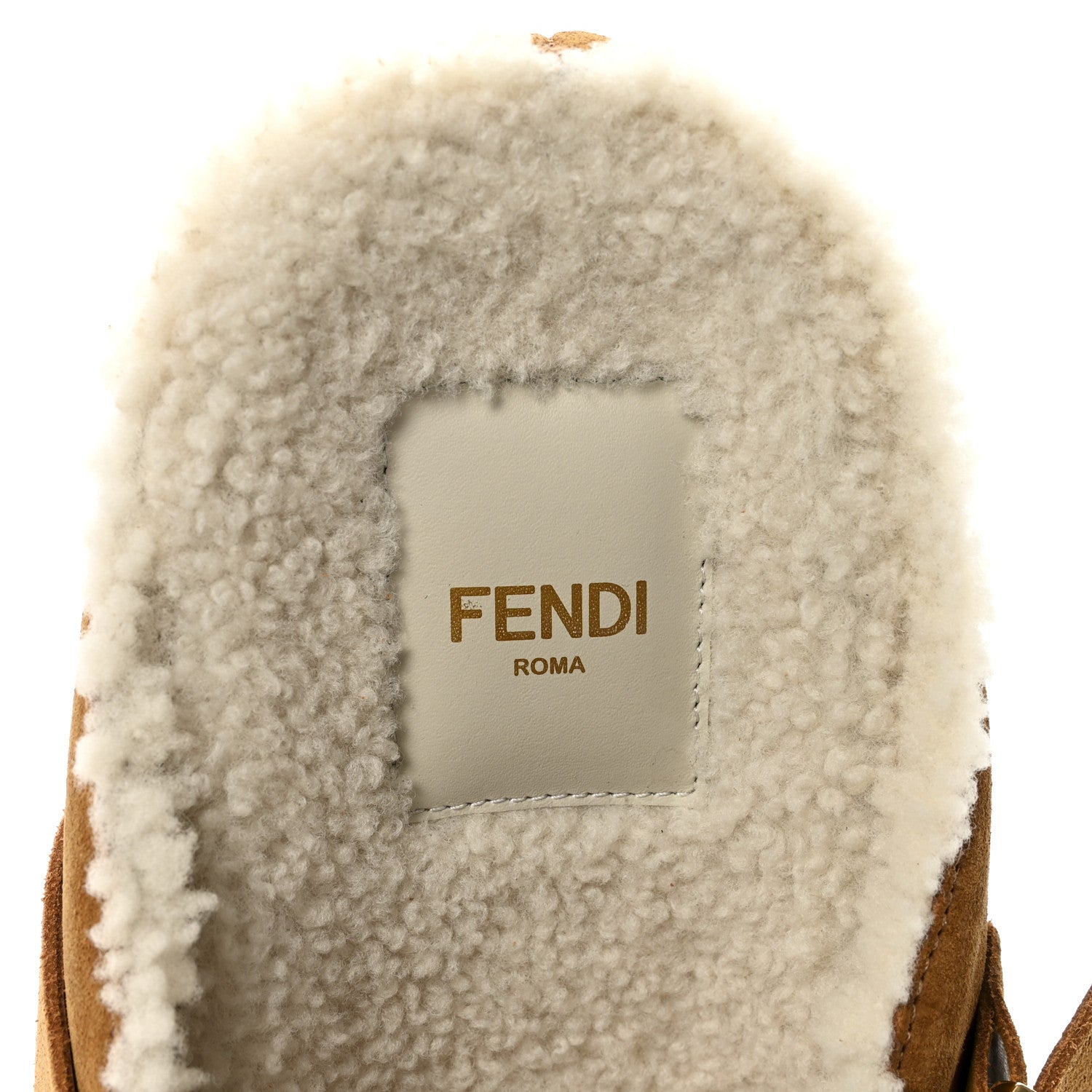 Fendi Suede Shearling Fendi Feel Buckled Clogs 37 Caramello Latte 8 of 9