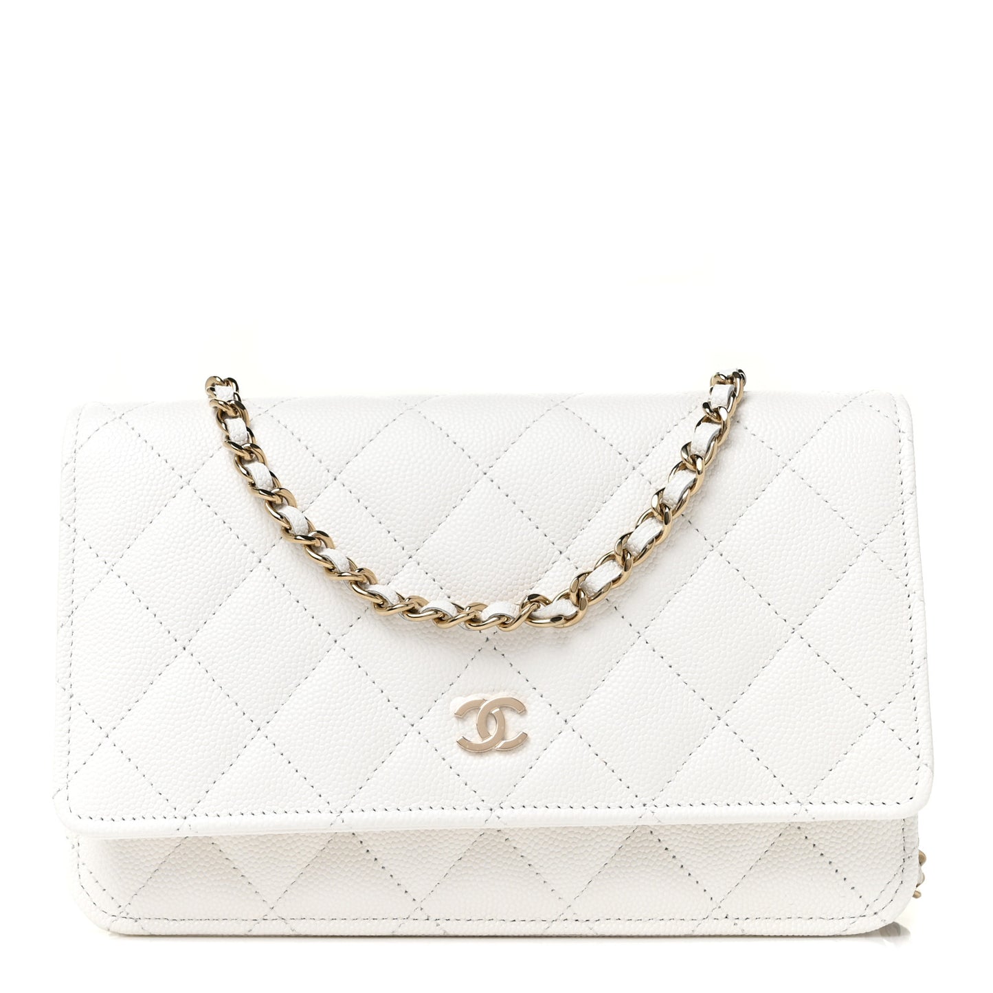 Caviar Quilted Wallet On Chain WOC White