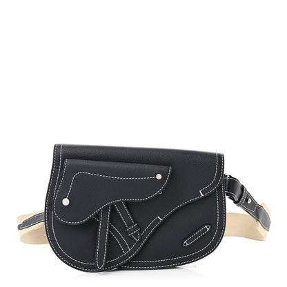 Christian Dior X KAWS Grained Calfskin Saddle Pouch Navy Blue 1 of 11