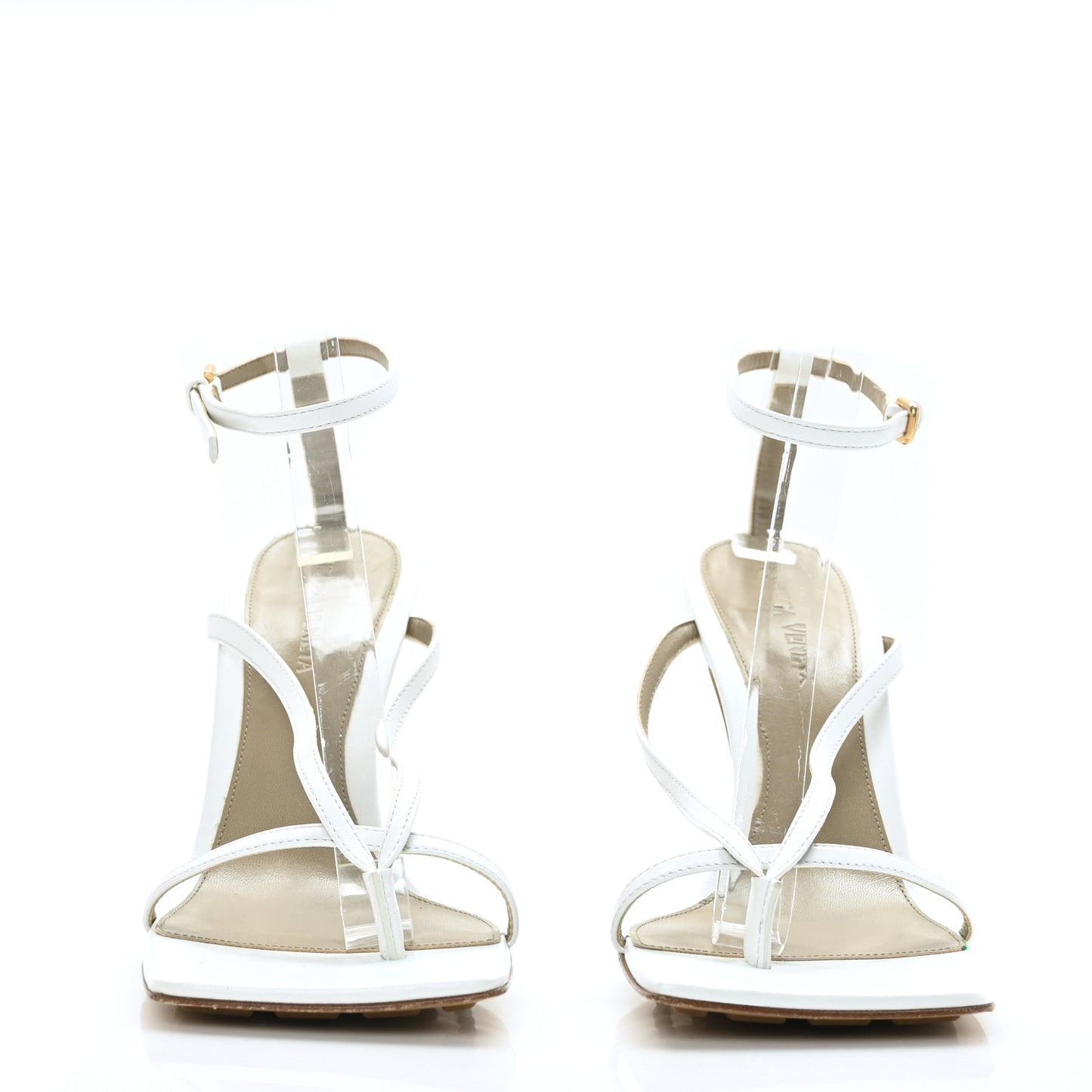 Lambskin Stretch Multi Strap 90mm Sandals 39 Optic White