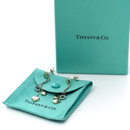 Tiffany 18K Yellow Gold White Gold Multi Heart Drop Earrings 8 of 8