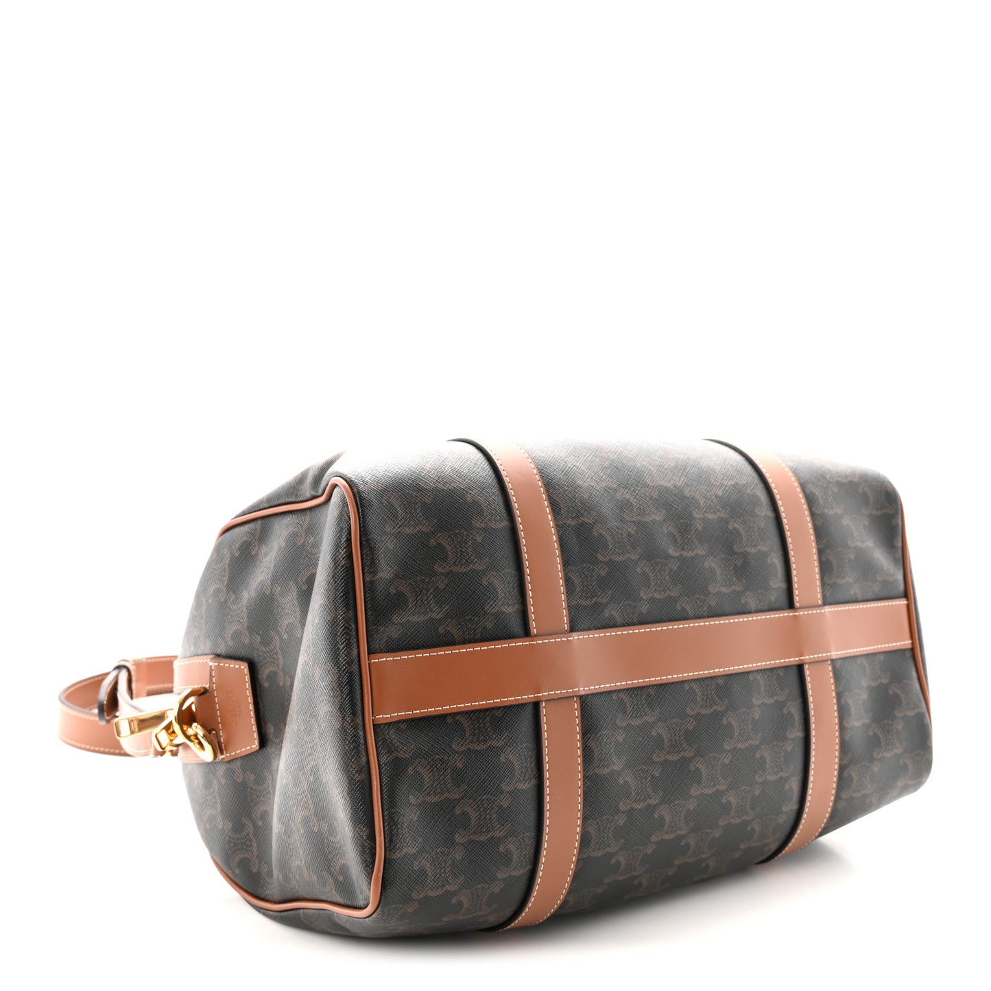 Triomphe Canvas Calfskin Boston Bag Tan