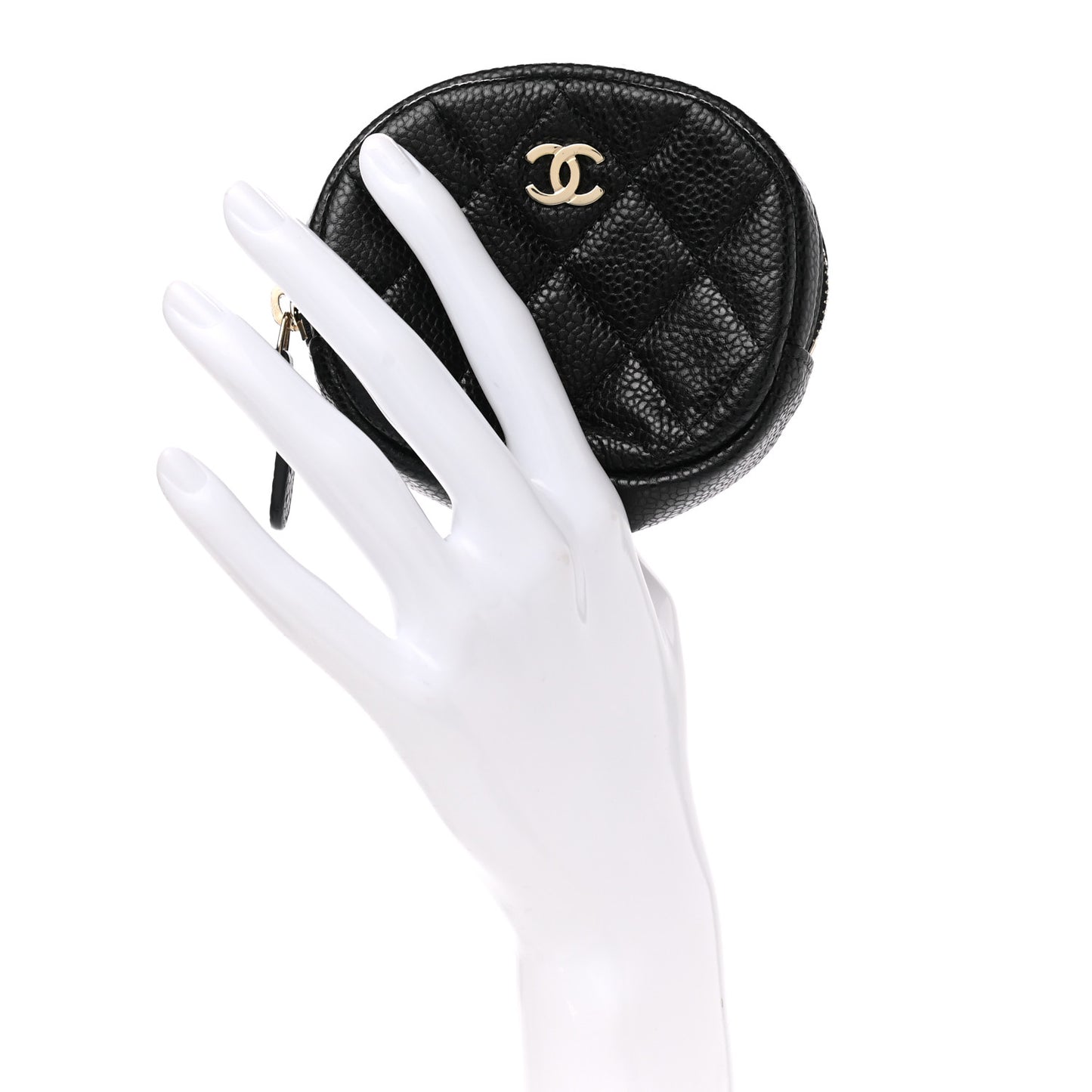 Caviar Quilted Zip Around Classic Coin Purse Black