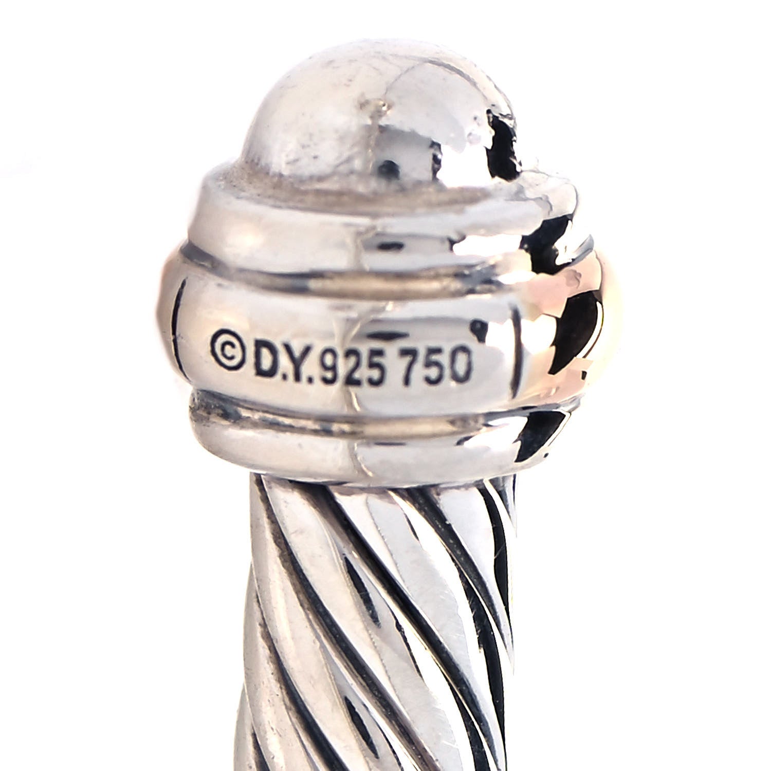 David Yurman Sterling Silver 18K Rose Gold 4mm Cable Classics Bracelet 4 of 5