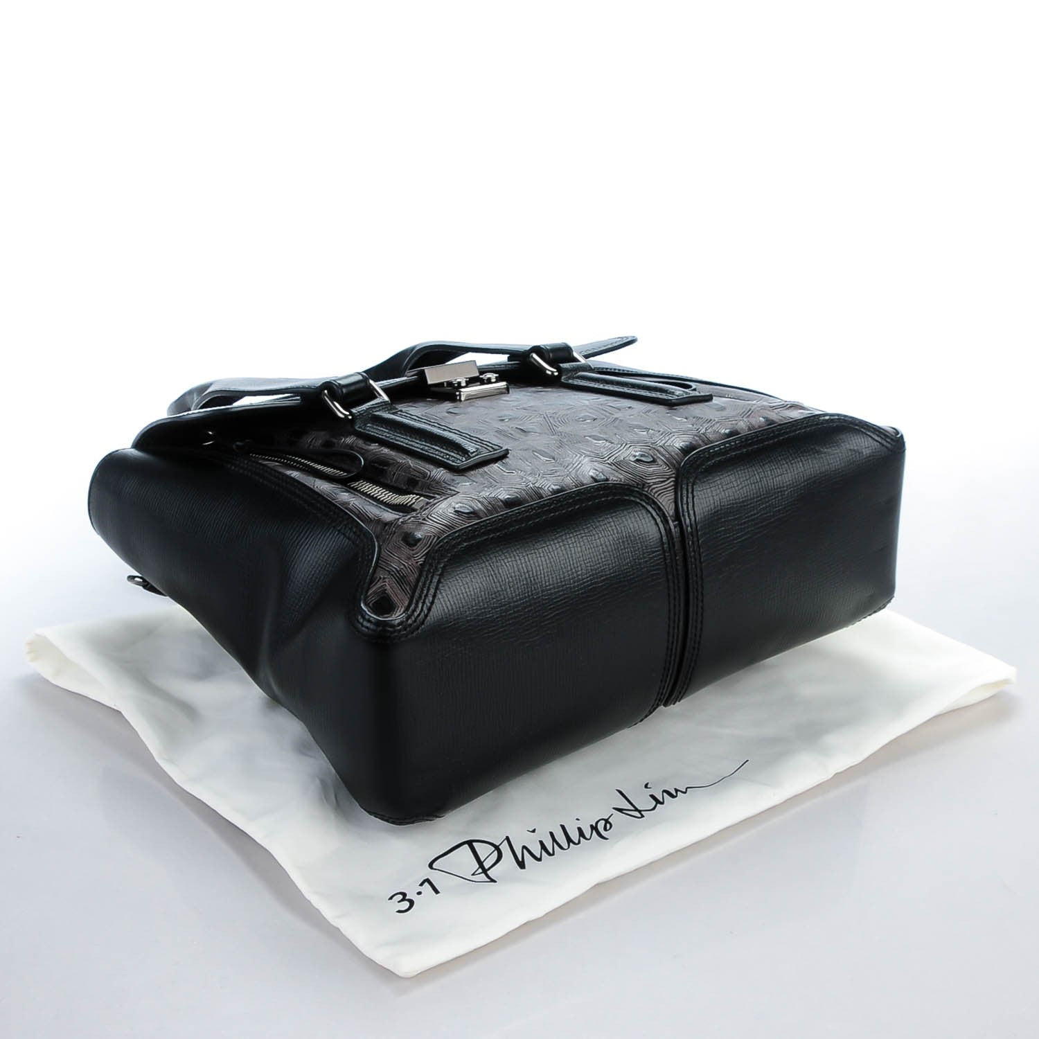3.1 Phillip Lim 3.1 Turtle Embossed Medium Pashli Satchel Black 4 of 8