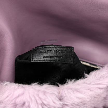 Saint Laurent Merino Shearling Lambskin Quilted Small Loulou Puffer Monogram Chain Satchel Lila 8 of 10