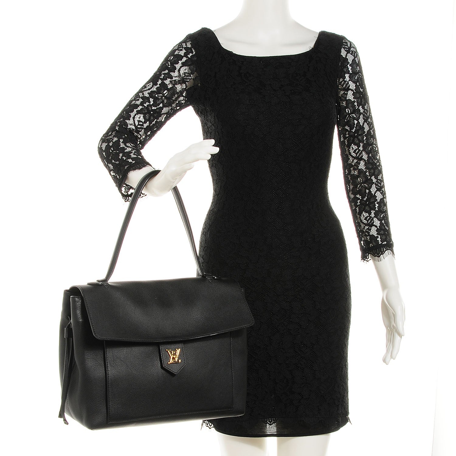 Louis Vuitton Calfskin Lockme MM Black 2 of 7