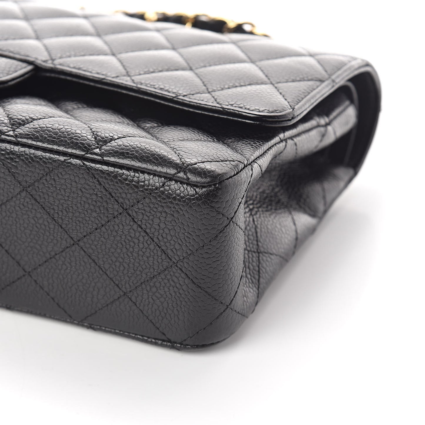 Caviar Quilted Medium Double Flap Black