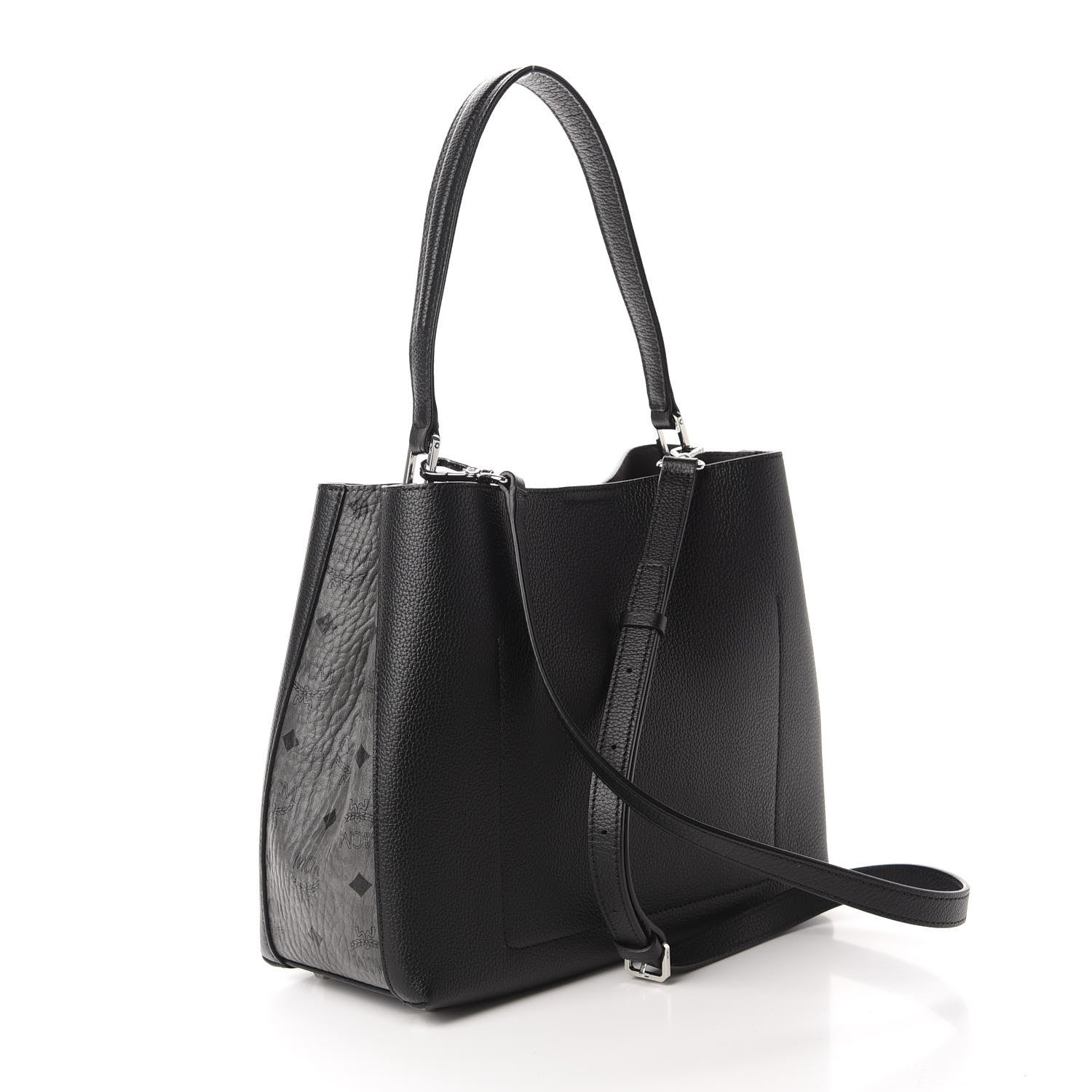 MCM Grained Calfskin Visetos Medium Sarah Hobo Black 3 of 9