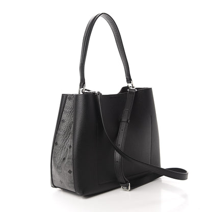 MCM Grained Calfskin Visetos Medium Sarah Hobo Black 3 of 9